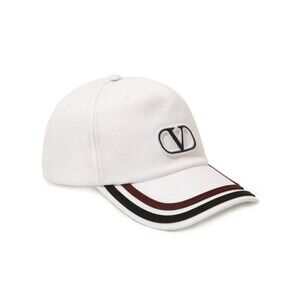 VALENTINO Baseball Cap White Stripe Garavani V Logo $750